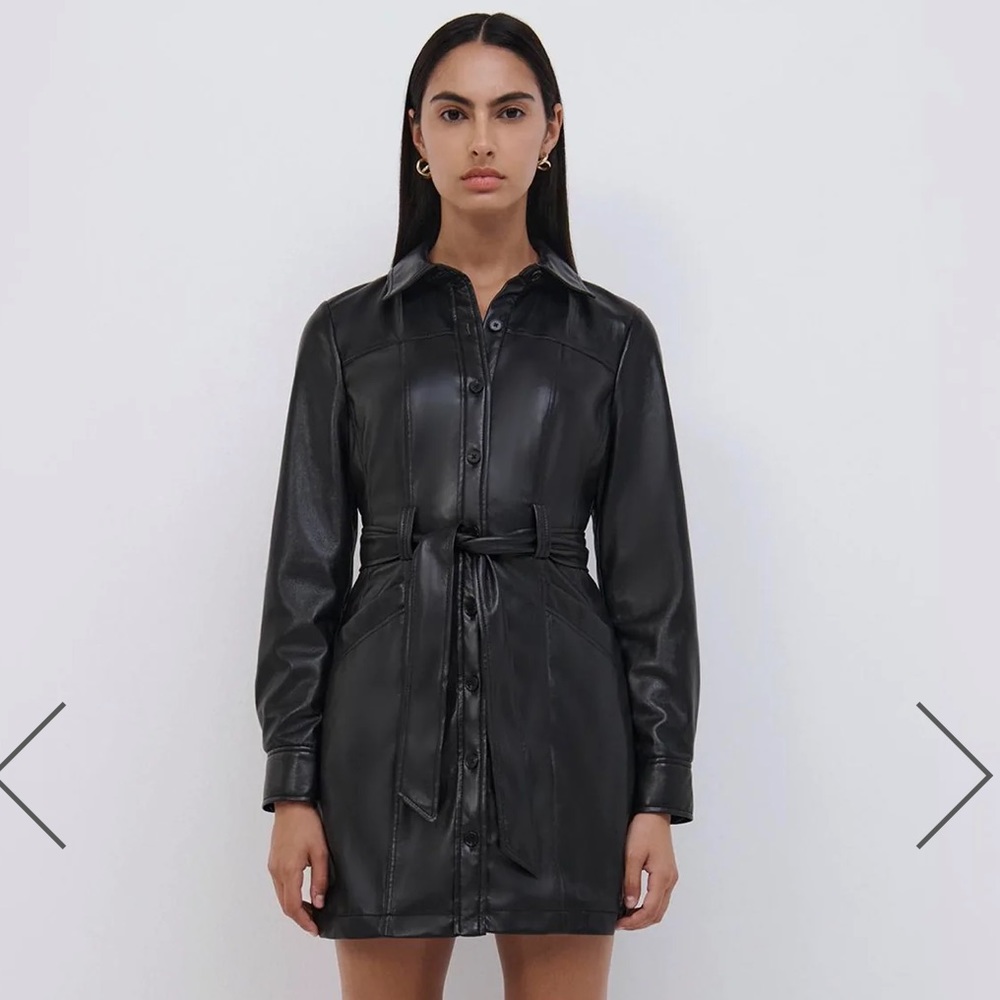 NWT Jonathan Simkhai Karlee Mini Vegan Leathee Dress